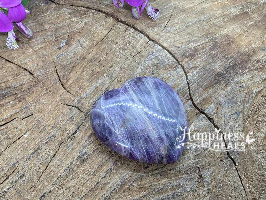 Chevron Amethyst Heart Worry Stone