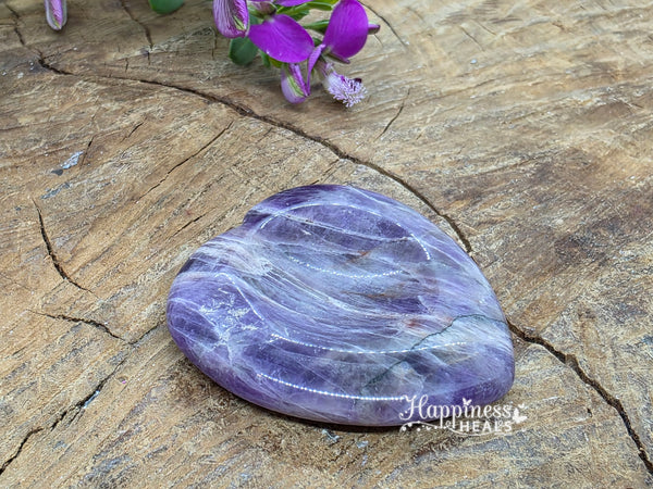 Chevron Amethyst Heart Worry Stone