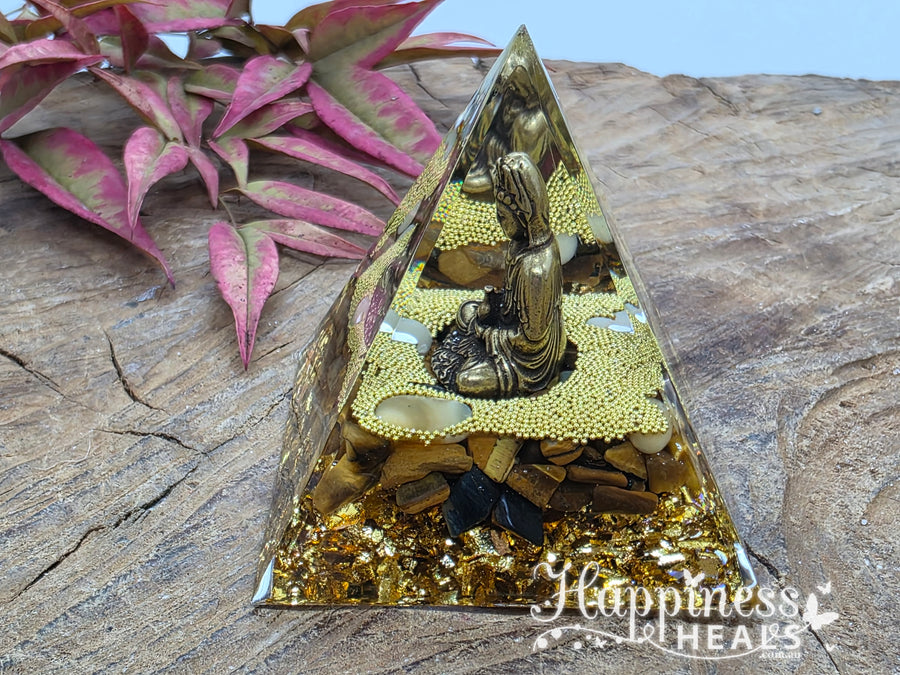 Orgonite Pyramid Tiger Eye - Buddha