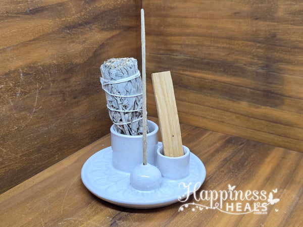 Smudging Ceramic Burner with Sage & Palo Santo