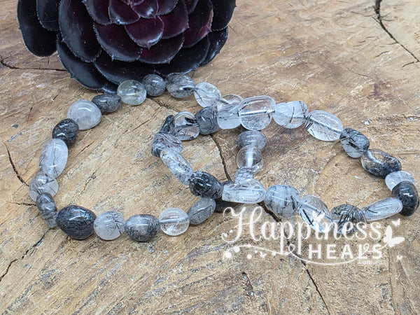 Tourmalinated Quartz Rutilated Nugget Bracelet ⚡