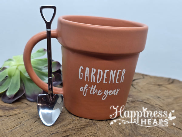 Gardener of the Year Pot Mug with Shovel Spoon 🌱☕