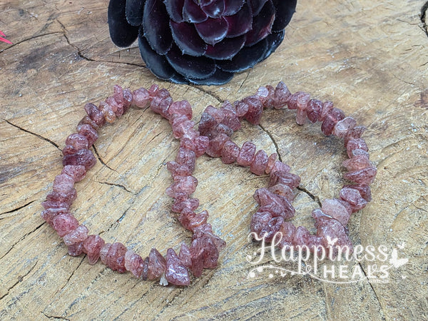 Strawberry Quartz Chip Bracelet