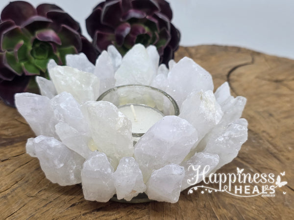 Clear Quartz Points Tea Light Candle Holder – Light, Clarity & Amplified Energy ✨🕯️