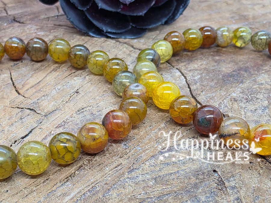 Yellow Fire Agate Bead Bracelet