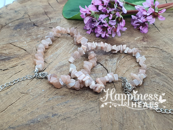 Peach Moonstone Chip Anklet