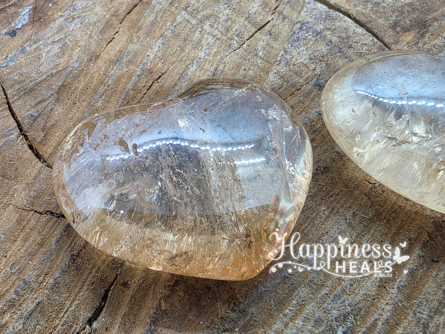 Champagne Aura Quartz Heart