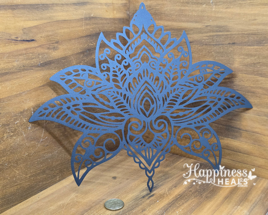 Mandala Lotus Wall Art – Black Cut-Out Design