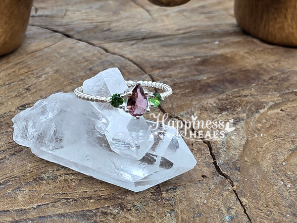 Tourmaline Watermellon Ring - Size: 7