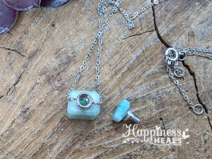 Amazonite Perfume Bottle Necklace – Calm, Confidence & Scented Intention 💧🌿