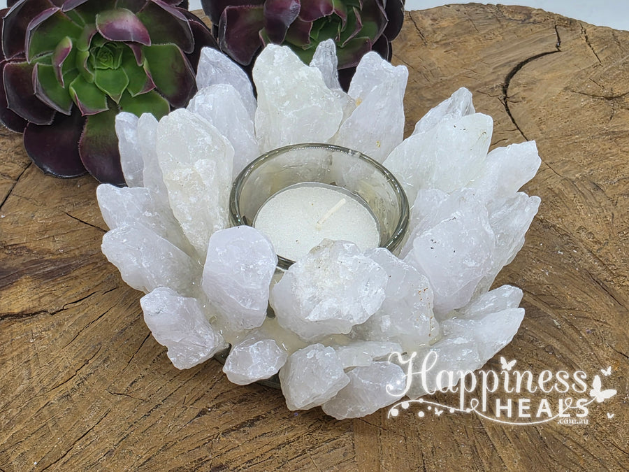 Clear Quartz Points Tea Light Candle Holder – Light, Clarity & Amplified Energy ✨🕯️