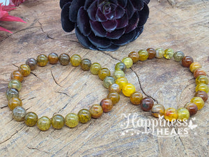 Yellow Fire Agate Bead Bracelet