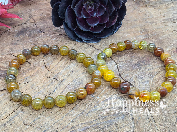 Yellow Fire Agate Bead Bracelet