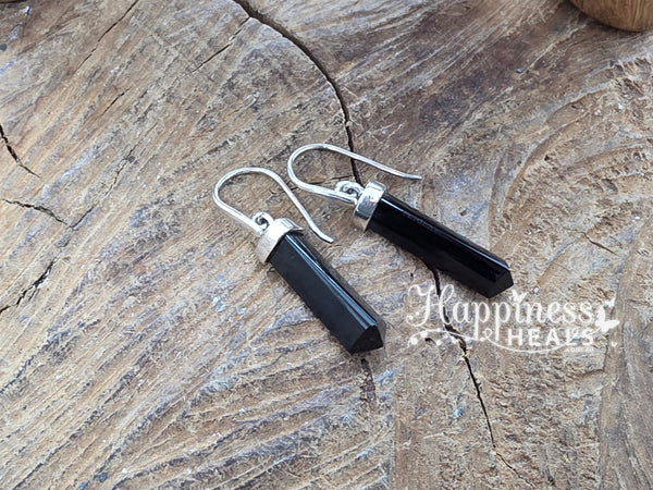Pendientes Plata Turmalina Negra