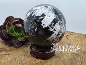 Black Tourmaline with Quartz Sphere