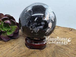 Black Tourmaline with Quartz Sphere