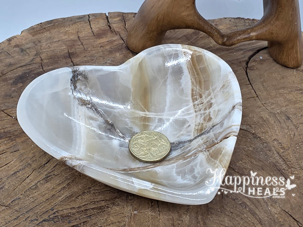 White Aragonite Heart Bowl