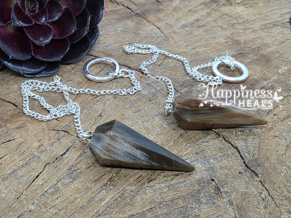 Petrified Wood Pendulum – Grounding, Patience & Ancient Wisdom 🌳🌀