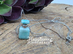 Amazonite Perfume Bottle Necklace – Calm, Confidence & Scented Intention 💧🌿
