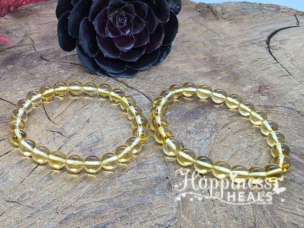 Yellow Obsidian Bead Bracelet – 8mm ☀️