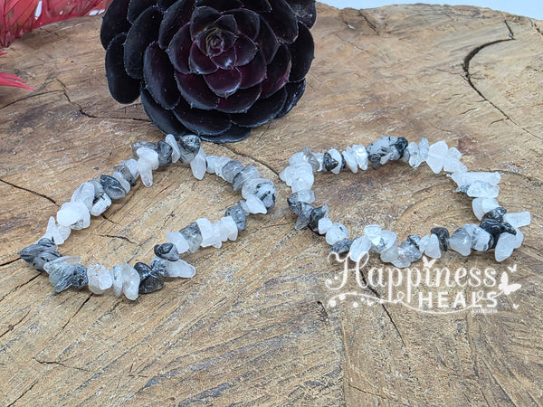 Tourmalinated Quartz Chip Bracelet