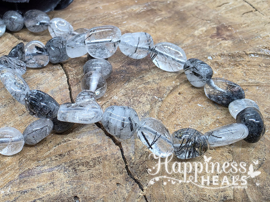 Tourmalinated Quartz Rutilated Nugget Bracelet ⚡