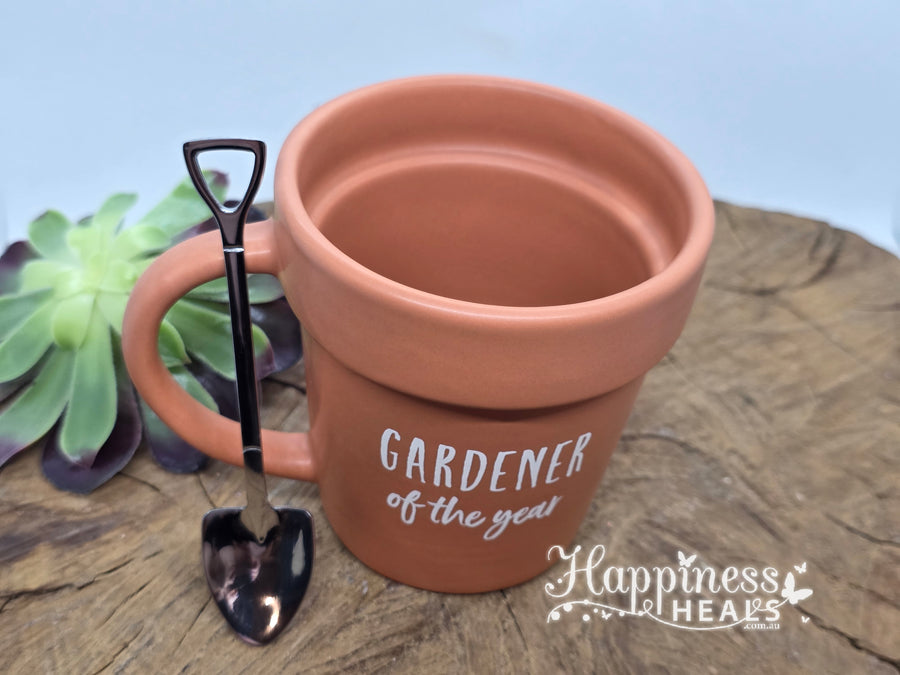 Gardener of the Year Pot Mug with Shovel Spoon 🌱☕