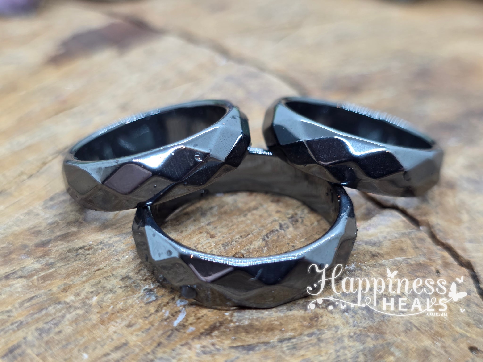 Hematite Rings Happiness Heals
