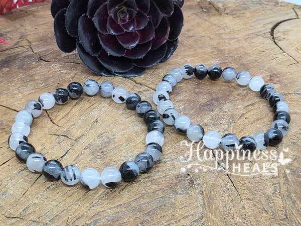 Tourmalinated Quartz Ball Bracelet