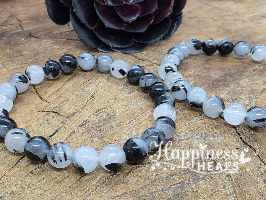 Tourmalinated Quartz Ball Bracelet
