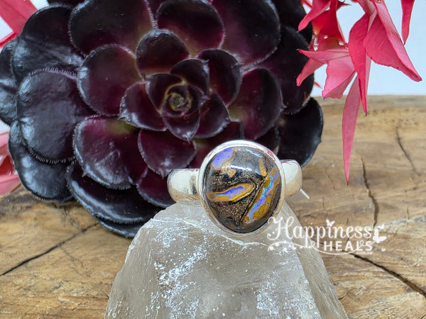 Boulder Opal Ring - Ring Size: 8.5
