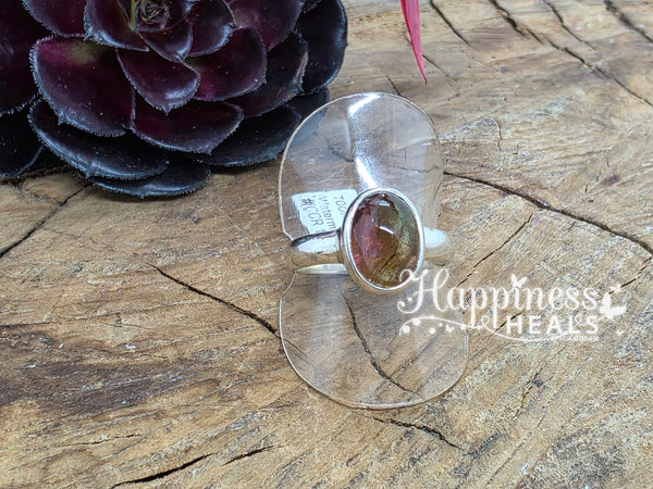 Tourmaline Watermelon Ring - Size: 9.5