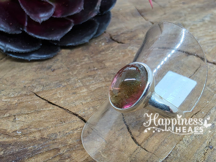 Tourmaline Watermelon Ring - Size: 9.5