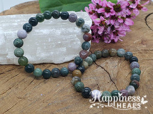 Moss Agate Bracelet - 8mm Ball