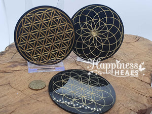 Crystal Grid Board - Design Plate - 100mm Round Resin