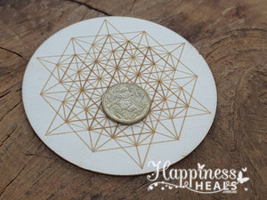 Crystal Grid Board - Design Plate - 100mm Round Wood