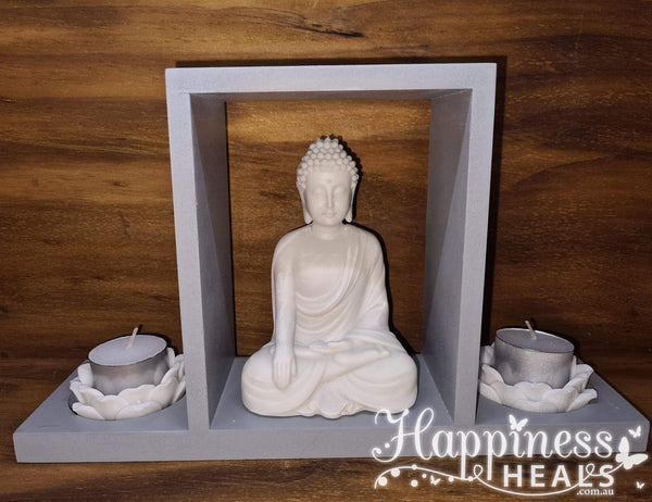 Buddha Statue With Lotus Candle Holders