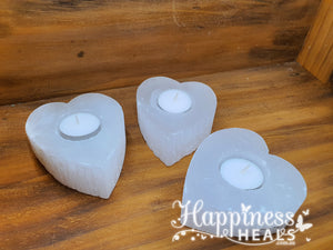 Selenite Heart Tea Light Candle Holder