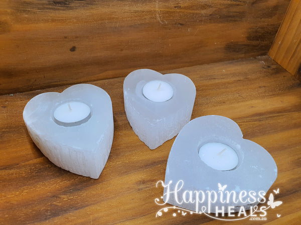 Selenite Heart Tea Light Candle Holder