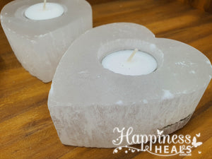 Selenite Heart Tea Light Candle Holder