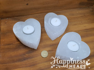 Selenite Heart Tea Light Candle Holder