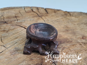 Wooden Sphere Stand with Carved Base
