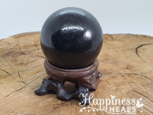 Wooden Sphere Stand with Carved Base