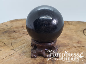 Wooden Sphere Stand with Carved Base