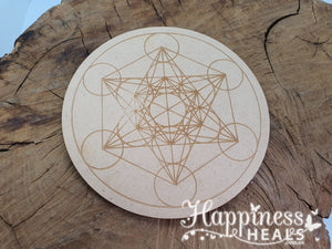 Crystal Grid Board - Design Plate - 100mm Round Wood