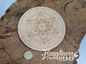 Crystal Grid Board - Design Plate - 100mm Round Wood