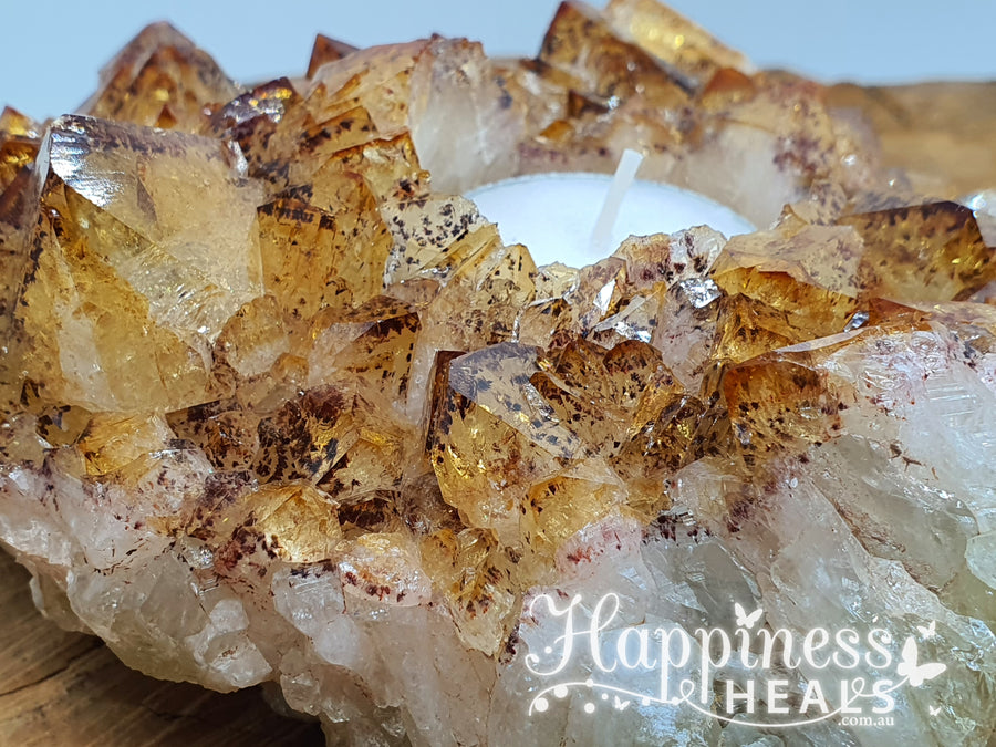 Citrine Cluster Candle Holder – Abundance, Joy & Sacred Glow