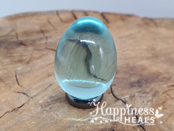 Huevo de obsidiana azul claro