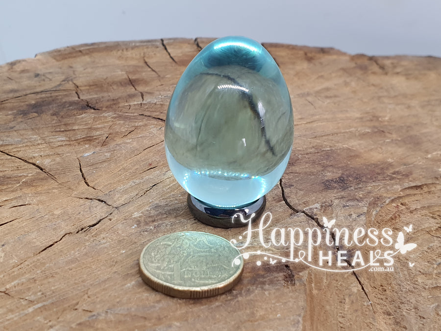 Huevo de obsidiana azul claro