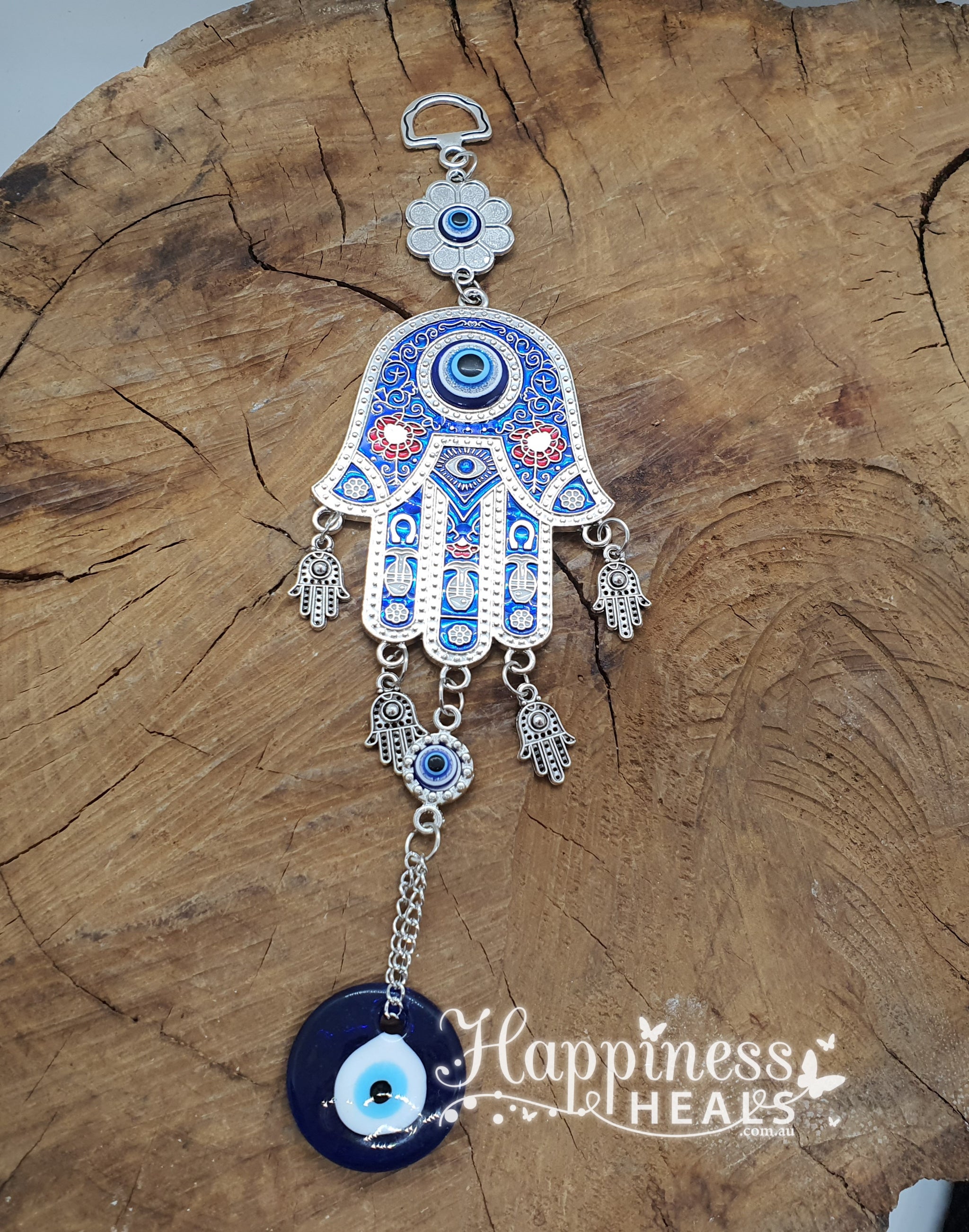 Evil Eye Hamsa Hand Solid Blue Happiness Heals